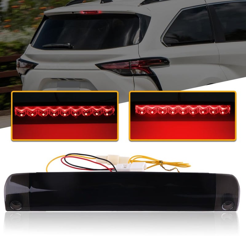 أضواء الفرامل الخلفية العالية المدخنة Nrgedzam LED للسيارات 2008-2013 تويوتا هايلاندر 2006-2012 تويوتا RAV4 2009-2013 تويوتا كورولا 2008-2020 تويوتا سيكويا