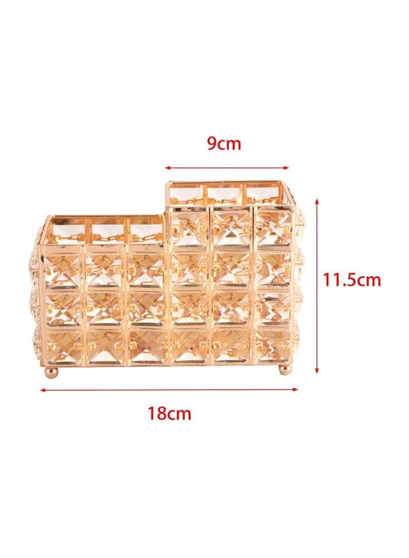 Spaceshoop Luxury Crystal Makeup Brush Holder TwoCompartment Organizer for Home Bathroom Decor - Image 3