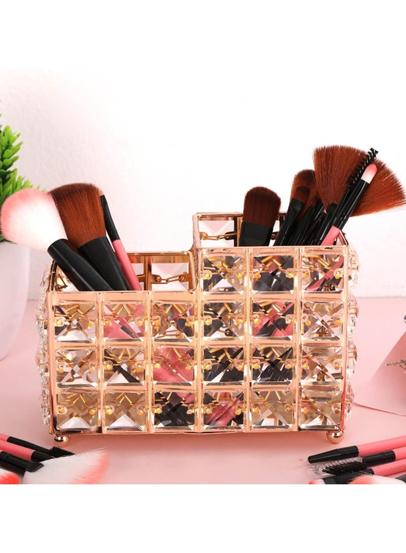 Spaceshoop Luxury Crystal Makeup Brush Holder TwoCompartment Organizer for Home Bathroom Decor - Image 5