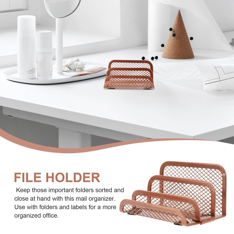 Metal Desktop Letter Rack File Organizer Document Holder for Office and Home - Image 4