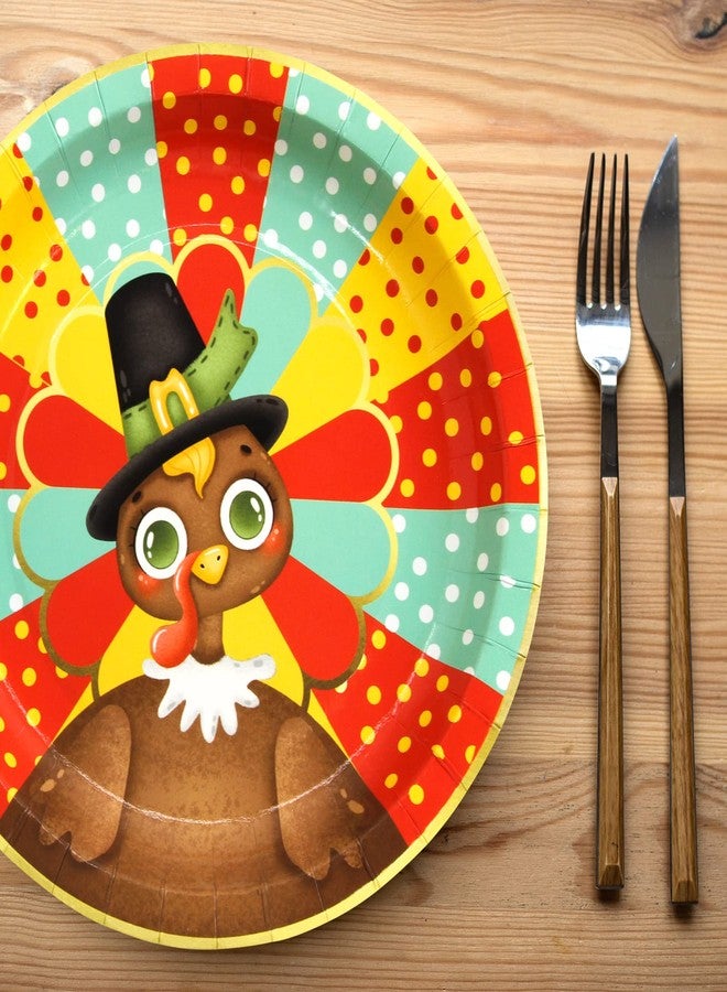 ceiba tree 50Pcs Thanksgiving Paper Plates Turkey Party Plates 9 inch Disposable Dinnerware Party Supplies for Fall Party Autumn Holiday Tableware - Image 4