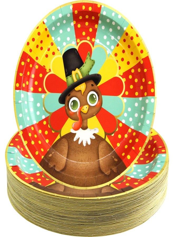 ceiba tree 50Pcs Thanksgiving Paper Plates Turkey Party Plates 9 inch Disposable Dinnerware Party Supplies for Fall Party Autumn Holiday Tableware - Image 1