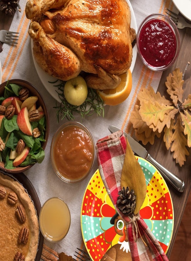ceiba tree 50Pcs Thanksgiving Paper Plates Turkey Party Plates 9 inch Disposable Dinnerware Party Supplies for Fall Party Autumn Holiday Tableware - Image 5