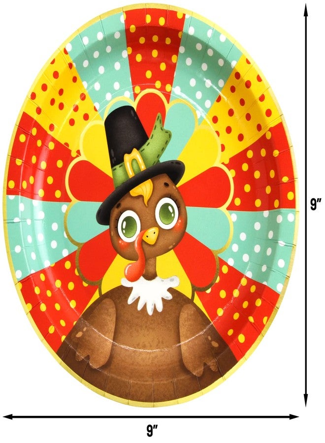 ceiba tree 50Pcs Thanksgiving Paper Plates Turkey Party Plates 9 inch Disposable Dinnerware Party Supplies for Fall Party Autumn Holiday Tableware - Image 2