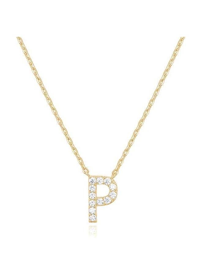 PAVOI 14K White Gold Plated Cubic Zirconia Initial Necklace | Letter Dainty Necklaces for Women - Image 1