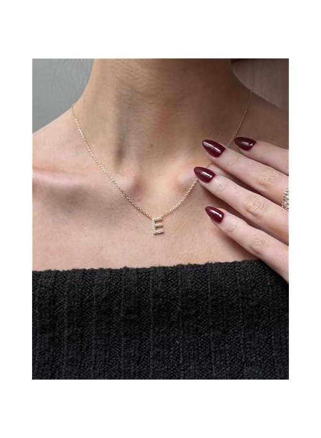 PAVOI 14K White Gold Plated Cubic Zirconia Initial Necklace | Letter Dainty Necklaces for Women - Image 2