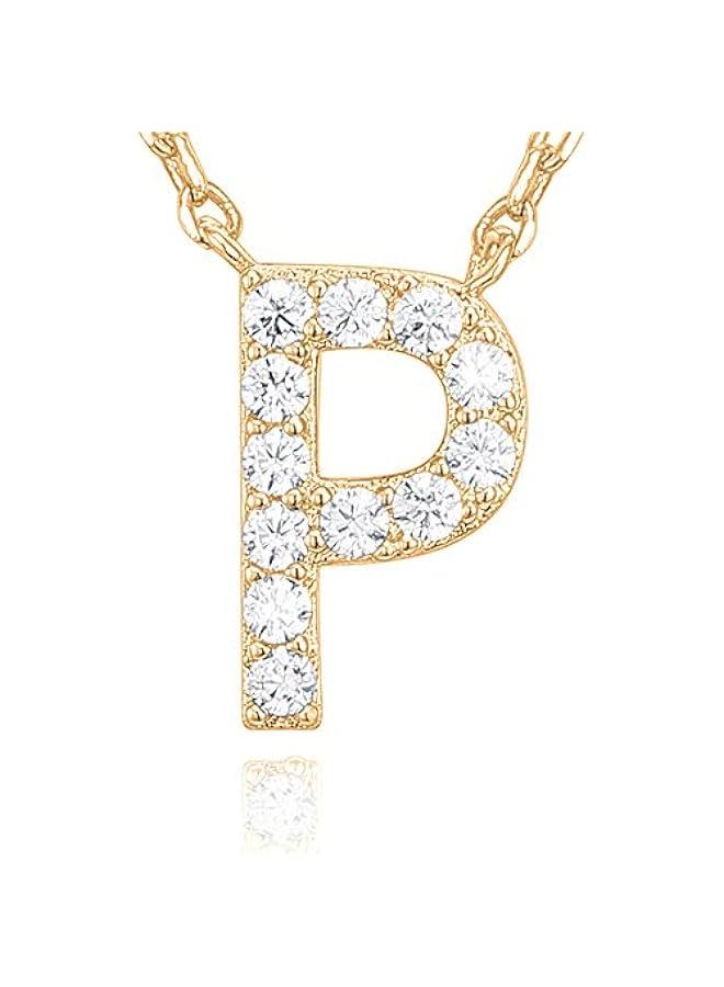 PAVOI 14K White Gold Plated Cubic Zirconia Initial Necklace | Letter Dainty Necklaces for Women - Image 3