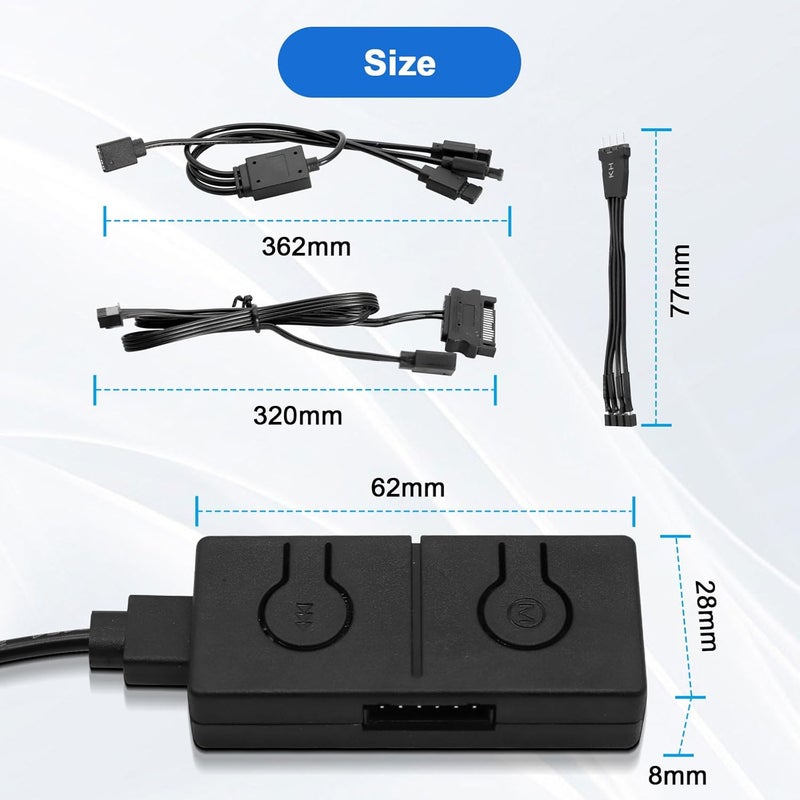 محول RGB من 12V إلى 5V مركز تحكم ARGB - تحكم مزدوج مع مزامنة اللوحة الأم/تحكم يدوي، محول ARGB 5V/3Pin، متوافق مع RGB 12V/4Pin واللوحة الأم RGB - Image 5