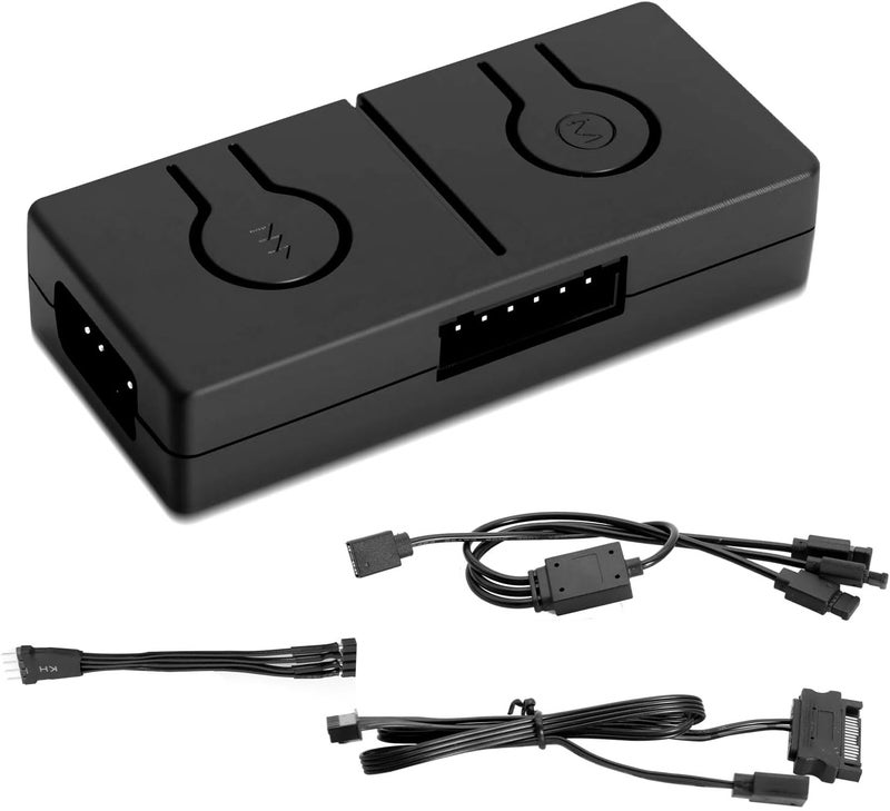 محول RGB من 12V إلى 5V مركز تحكم ARGB - تحكم مزدوج مع مزامنة اللوحة الأم/تحكم يدوي، محول ARGB 5V/3Pin، متوافق مع RGB 12V/4Pin واللوحة الأم RGB - Image 1