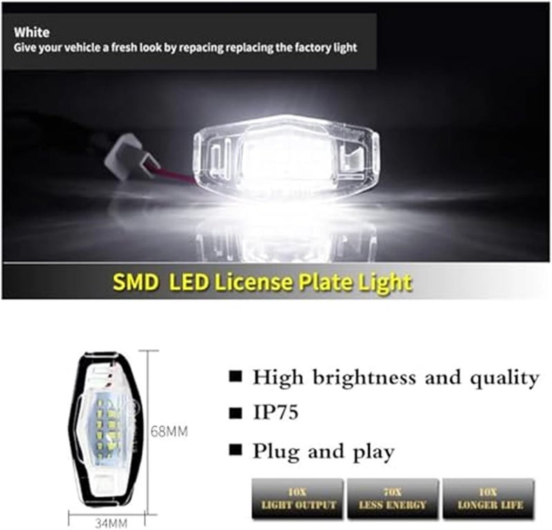 Wivplex Xenon White License Plate Light for Civic, Accord, Odyssey - Image 3