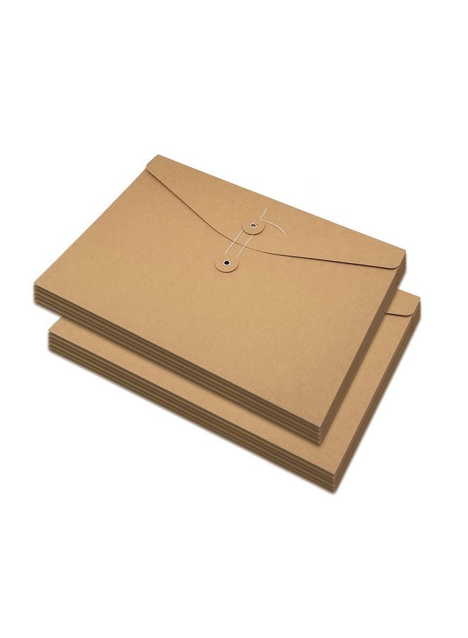 Funny live 10 Pcs A4 Kraft String Envelope File Folders Organizer For Projects | Contracts | Bills | Meeting Documents Pockets Office Supplies (Horizontal Version A4) - Image 1