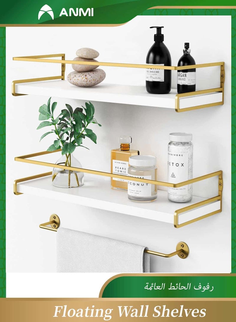 Anmi Floating Bathroom Shelves Wall Mounted,Modern Bathroom Organizer for Wall Decor Storage, Set of 2 - Image 1