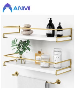 Anmi Floating Bathroom Shelves Wall Mounted,Modern Bathroom Organizer for Wall Decor Storage, Set of 2  - Image 1