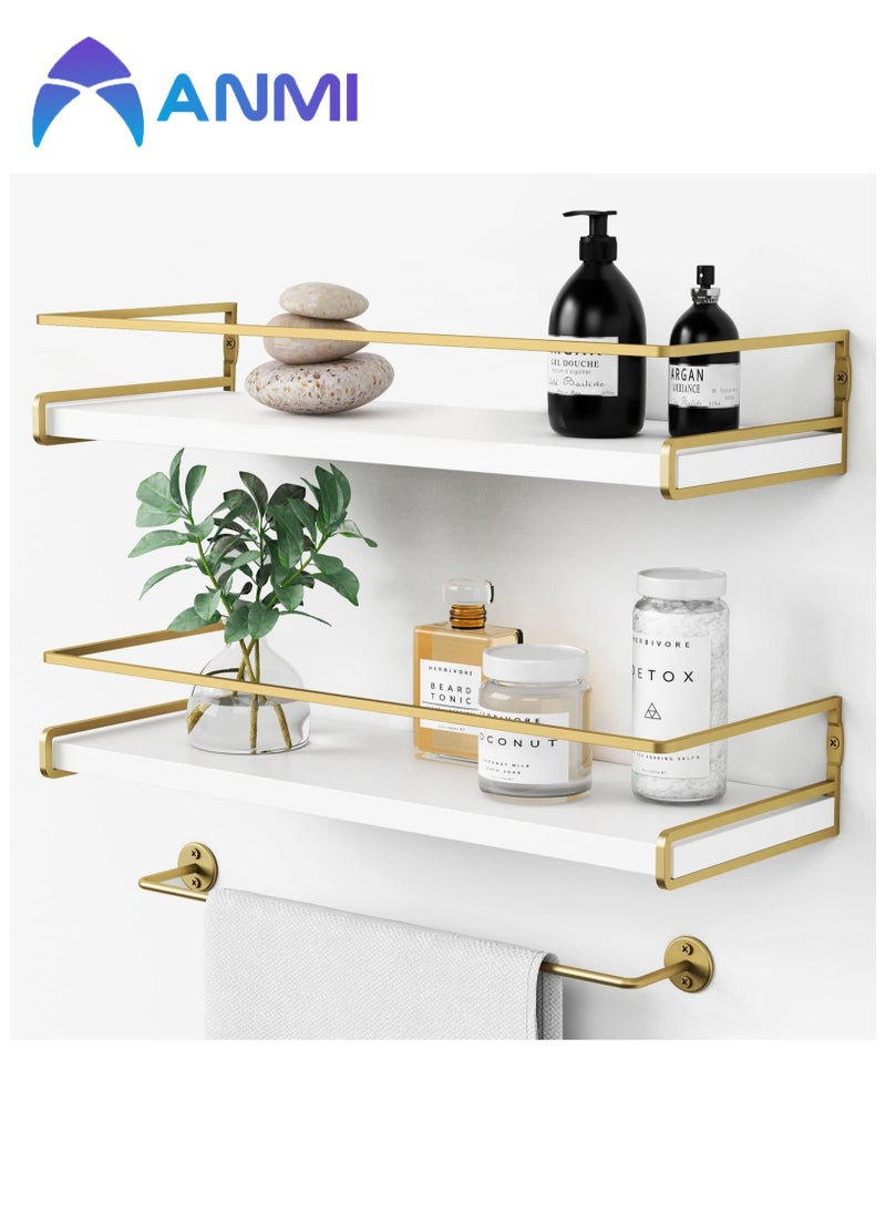 Anmi Floating Bathroom Shelves Wall Mounted,Modern Bathroom Organizer for Wall Decor Storage, Set of 2  - Image 1