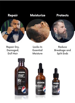 MORFOSE Premium Barber Line Beard Care Essence Shampoo Kit Includes 1 pc Shampoo 100ml and 2 pcs Serum 50ml+20ml, Softening Shampoo to Promote Healthy Hair Growth and Relieve Itching for Men's Use Set  - Image 2