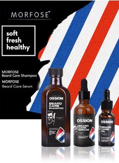MORFOSE Premium Barber Line Beard Care Essence Shampoo Kit Includes 1 pc Shampoo 100ml and 2 pcs Serum 50ml+20ml, Softening Shampoo to Promote Healthy Hair Growth and Relieve Itching for Men's Use Set  - Image 3