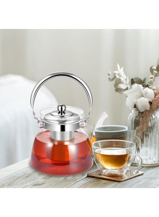 Tradeo 2200ml Glass Teapot with Stainless Steel Infuser, Heat-Resistant Borosilicate Glass Stovetop Kettle - Image 5