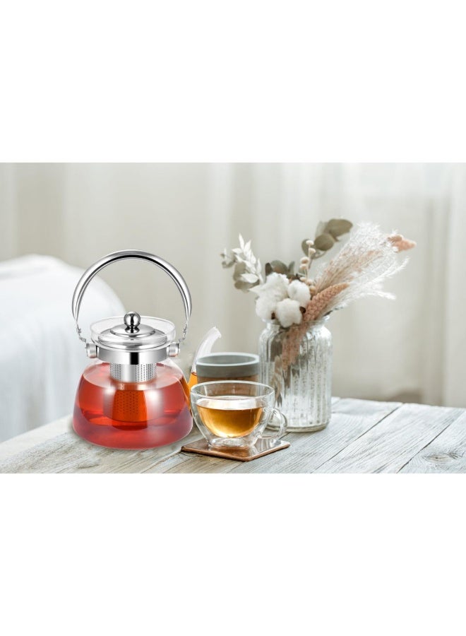 Tradeo 2200ml Glass Teapot with Stainless Steel Infuser, Heat-Resistant Borosilicate Glass Stovetop Kettle - Image 4