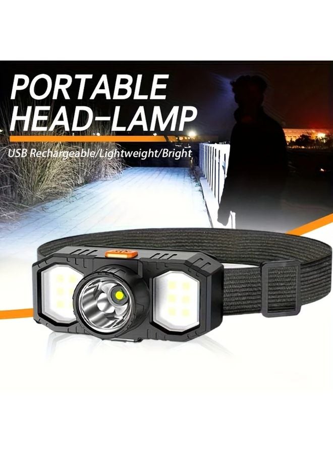 مصباح أمامي LED قابل لإعادة الشحن عبر USB، قابل لتعديل السطوع، ضوء طوارئ ساطع، زاوية قابلة للتعديل - Image 2