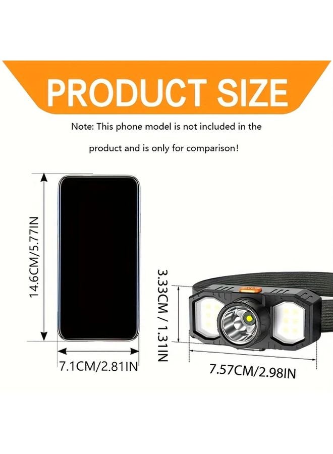 مصباح أمامي LED قابل لإعادة الشحن عبر USB، قابل لتعديل السطوع، ضوء طوارئ ساطع، زاوية قابلة للتعديل - Image 4