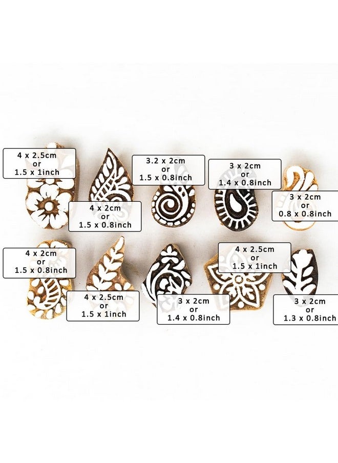 Hashcart Hashcart Wooden Indian Traditional Design Printing Stamps/Blocks for Printing Saree Border/Dresses/Craft Card Making/Scrapbook/Clay Pottery (Set of 10)  - Image 4