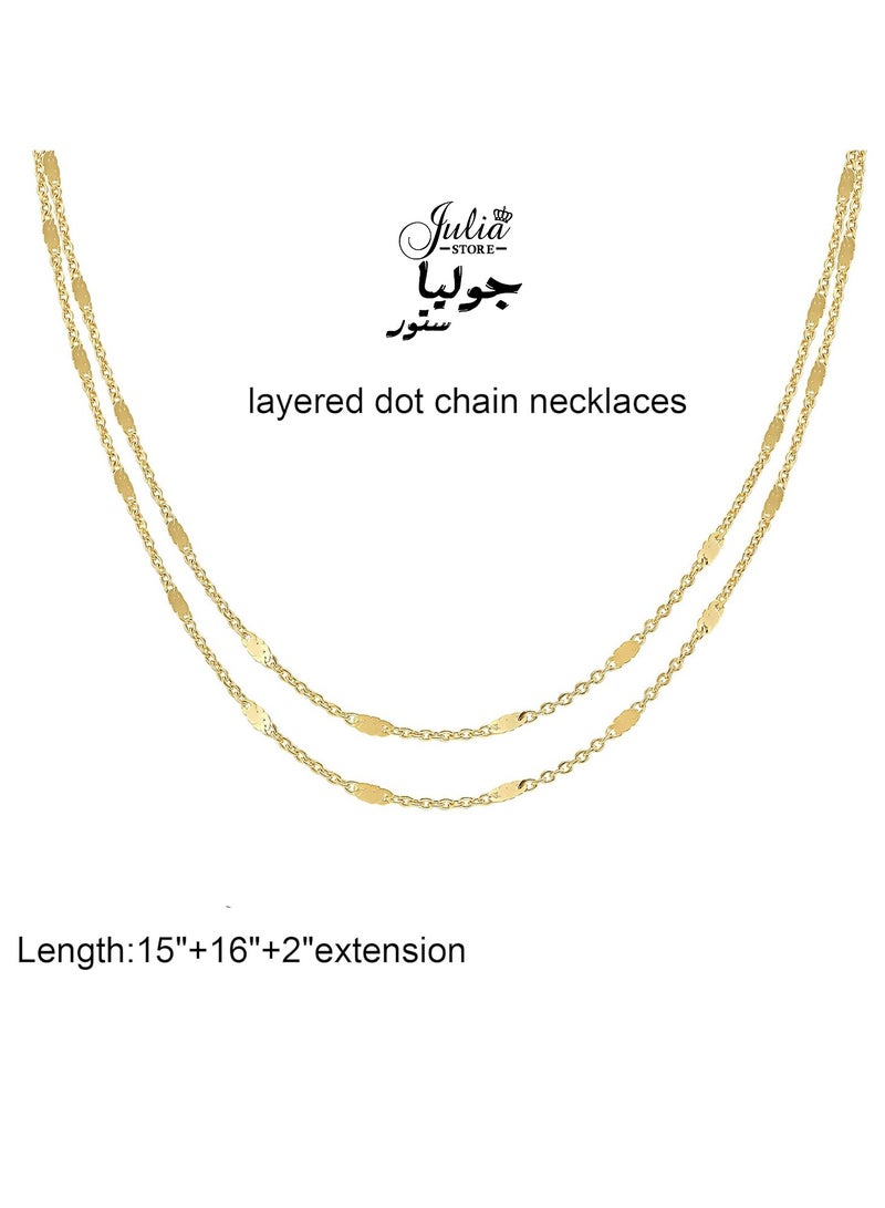 Julia Store 18k Gold Plated Stainless Steel Dot Thin Beaded Chain Necklace Dainty Gold Necklace Simple Layered Gold Choker Necklaces Minimalist Link Chain Necklace Trendy Jewelry for Women - Image 2