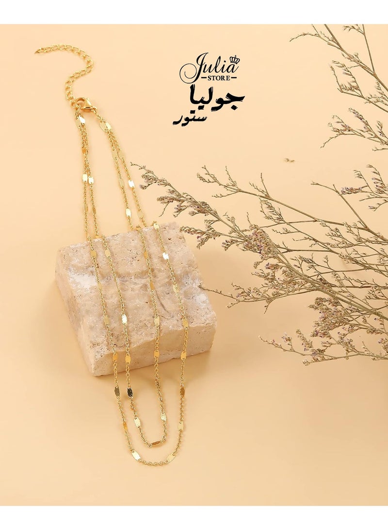 Julia Store 18k Gold Plated Stainless Steel Dot Thin Beaded Chain Necklace Dainty Gold Necklace Simple Layered Gold Choker Necklaces Minimalist Link Chain Necklace Trendy Jewelry for Women - Image 4