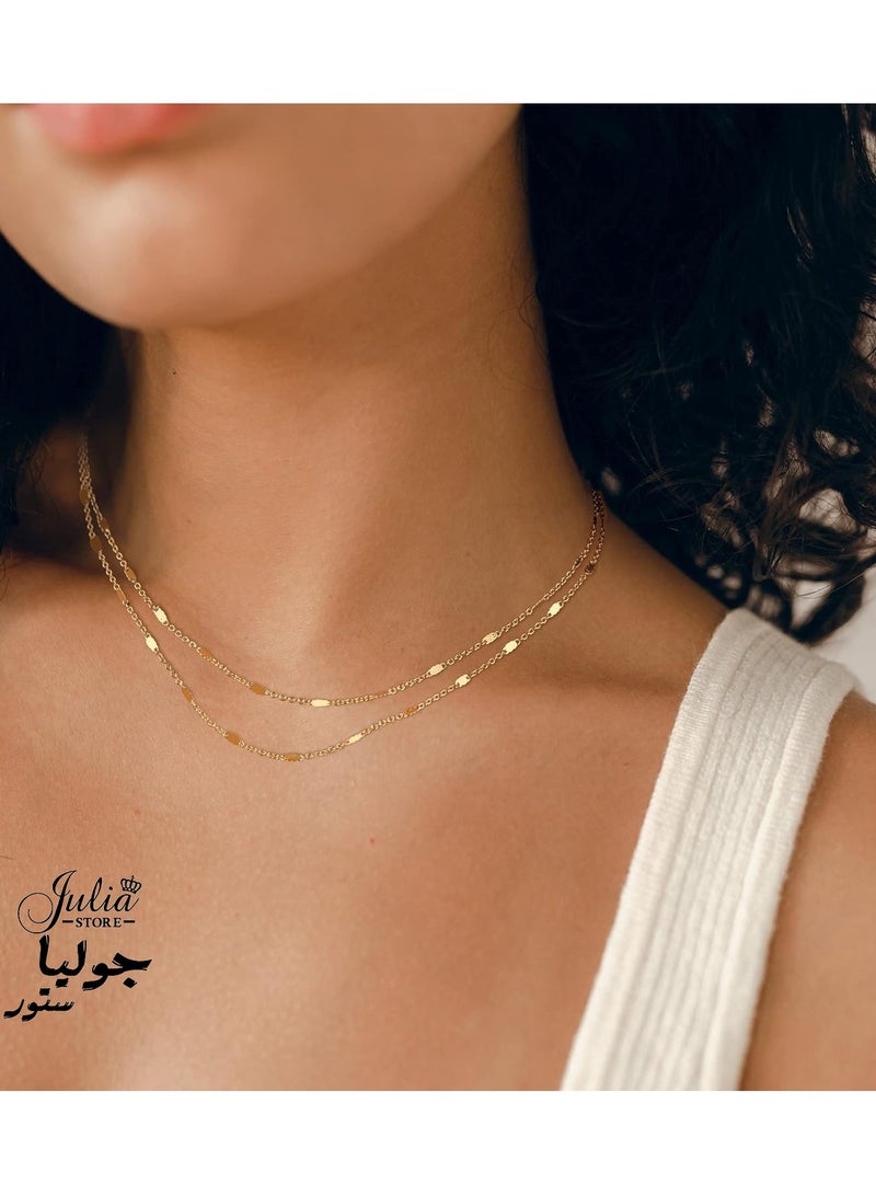 Julia Store 18k Gold Plated Stainless Steel Dot Thin Beaded Chain Necklace Dainty Gold Necklace Simple Layered Gold Choker Necklaces Minimalist Link Chain Necklace Trendy Jewelry for Women - Image 5
