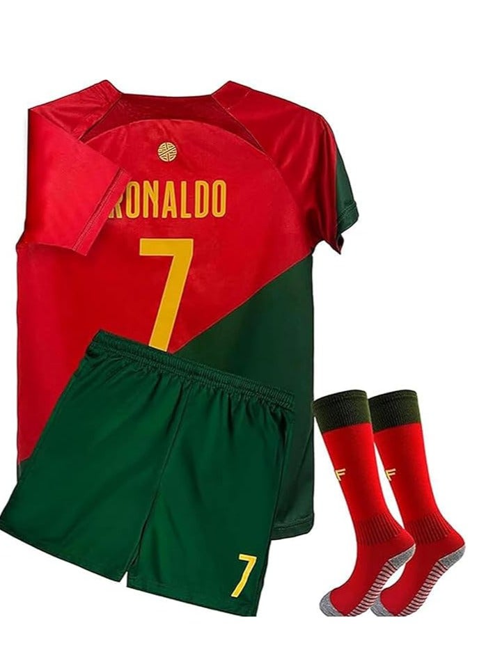 Children's soccer jersey set Contains 1 jersey, 1 pair of shorts and 1 pair of socks, making it the perfect gift for children and soccer fans.  - Image 1