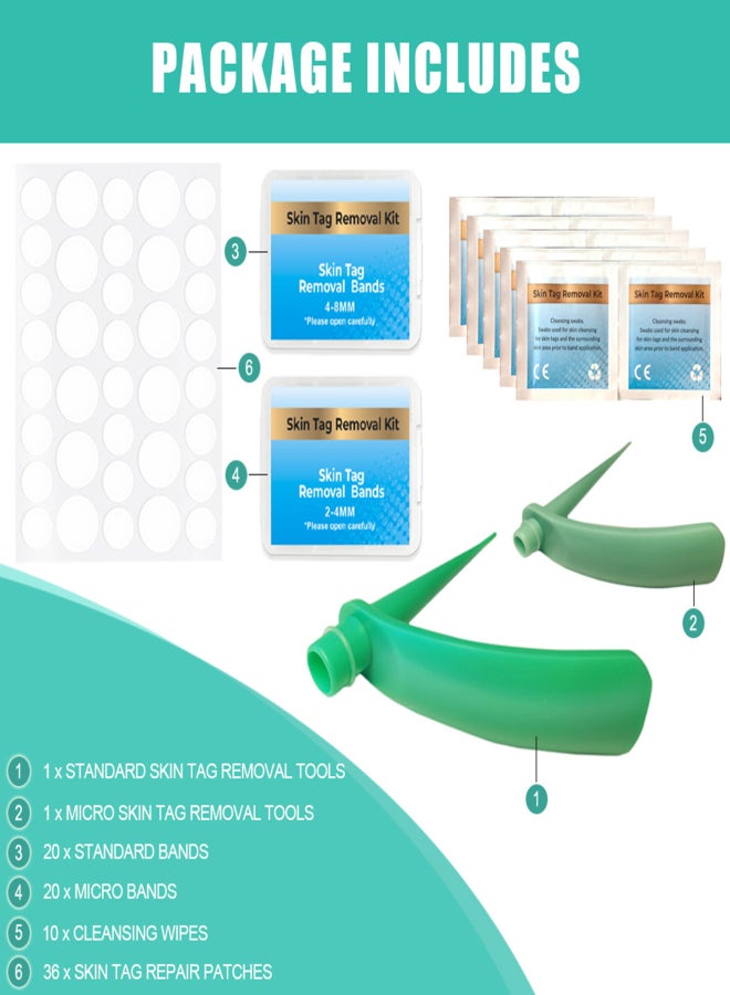 2-4MM/4-8MM Skin Tag Removal Kit Skin Tag Remover Skin Mole Wart Remover Micro Band Skin Tag Removal Kit with Cleaning Pads Mole Face Care - Image 5