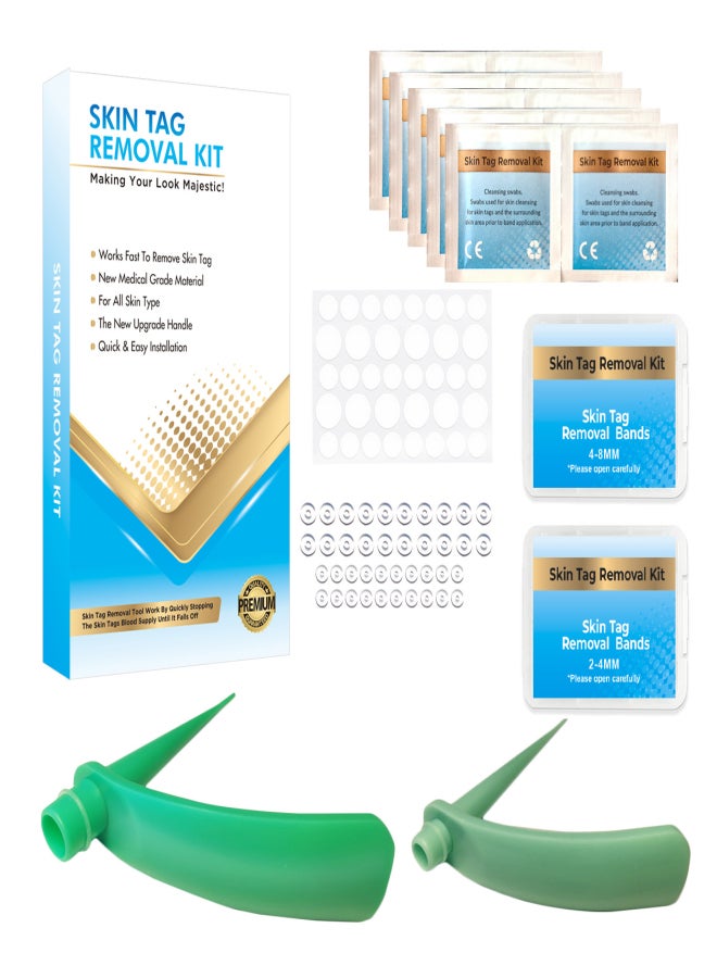 2-4MM/4-8MM Skin Tag Removal Kit Skin Tag Remover Skin Mole Wart Remover Micro Band Skin Tag Removal Kit with Cleaning Pads Mole Face Care - Image 1