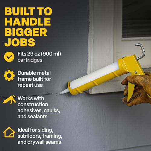 Dripless CR400 Contractor Cradle Frame Ratchet Drive Caulk Gun - 29 oz Cartridge Capacity - Caulking Gun with Machined Ratchet Teeth - Ladder Hook, Seal Punch and Cutter Built in - Contractor Grade - Image 2