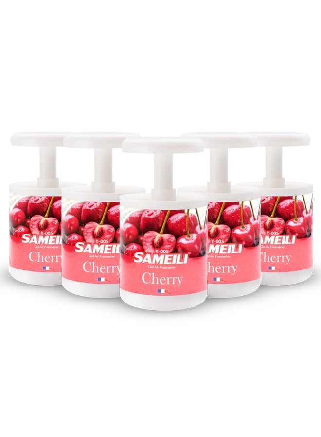 ساميلي مجموعة من 5 قطع من معطر جو جل ساميلي برائحة الكرز Y-005، قابل للتعديل عن طريق السحب للتحكم في الرائحة، معطر جو جل يدوم طويلاً للسيارة، حامل الأكواب، المنزل، المكتب - Image 1