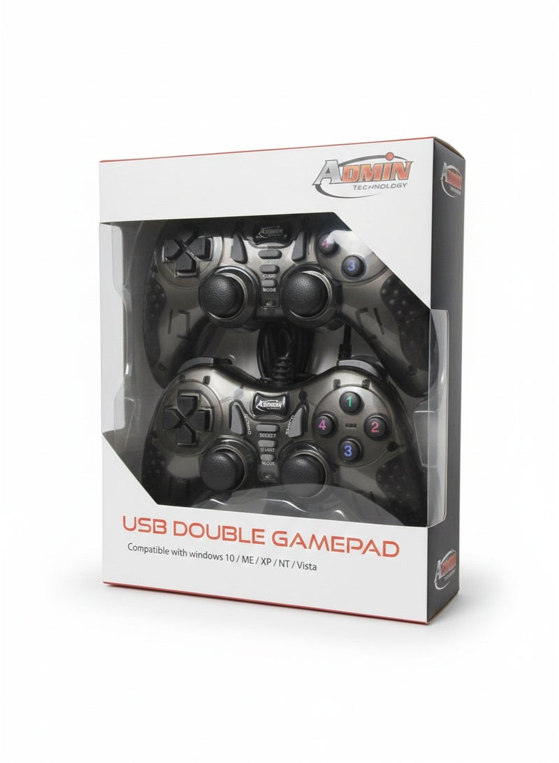 Dual PC Gamepad Controller with Turbo Function – USB Gaming Controller
