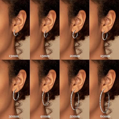 Milacolato 925 Sterling Silver Hoop Earrings for Women 18K White Gold Plated Twisted Hoop Earrings Hypoallergenic Lightweight Click-Top Big Hoop Earring 20mm - Image 3