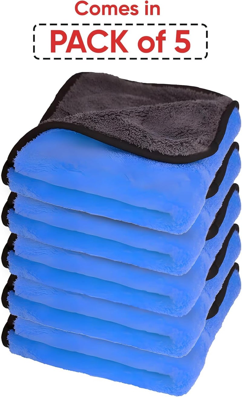 Autofy Multipurpose Microfiber Cleaning Towel Cloth 800 GSM [**Pack of 5**] Highly Absorbent Dust Towels for All Vehicles Bikes Cars Glass Kitchens (40cm x 30cm Multicolour) - Image 2