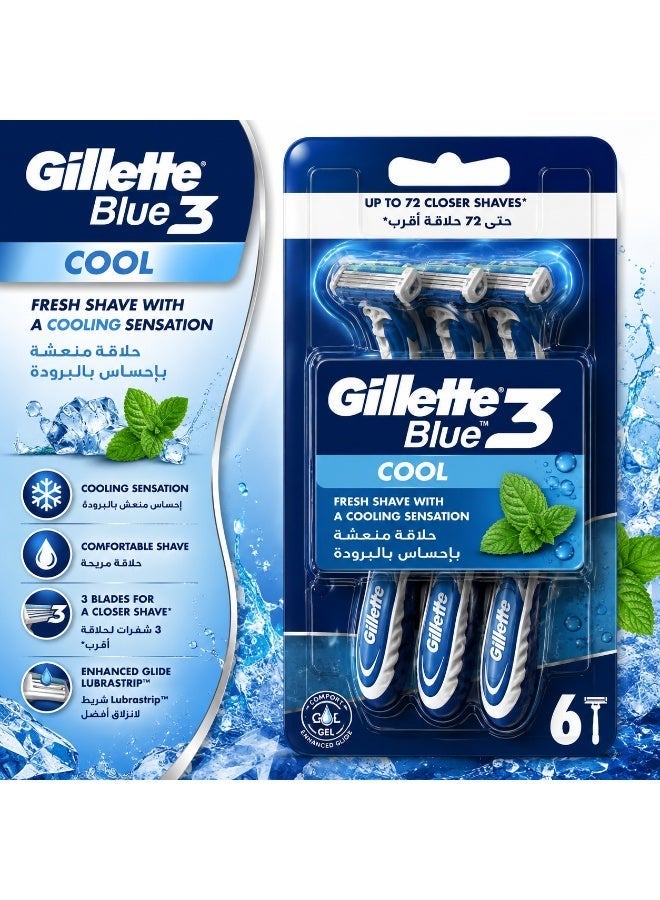 Gillette Blue3 Cool Razor, Pack of 6 - Image 2