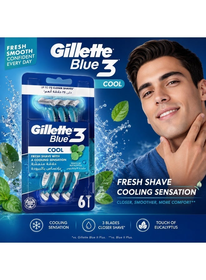 Gillette Blue3 Cool Razor, Pack of 6 - Image 5
