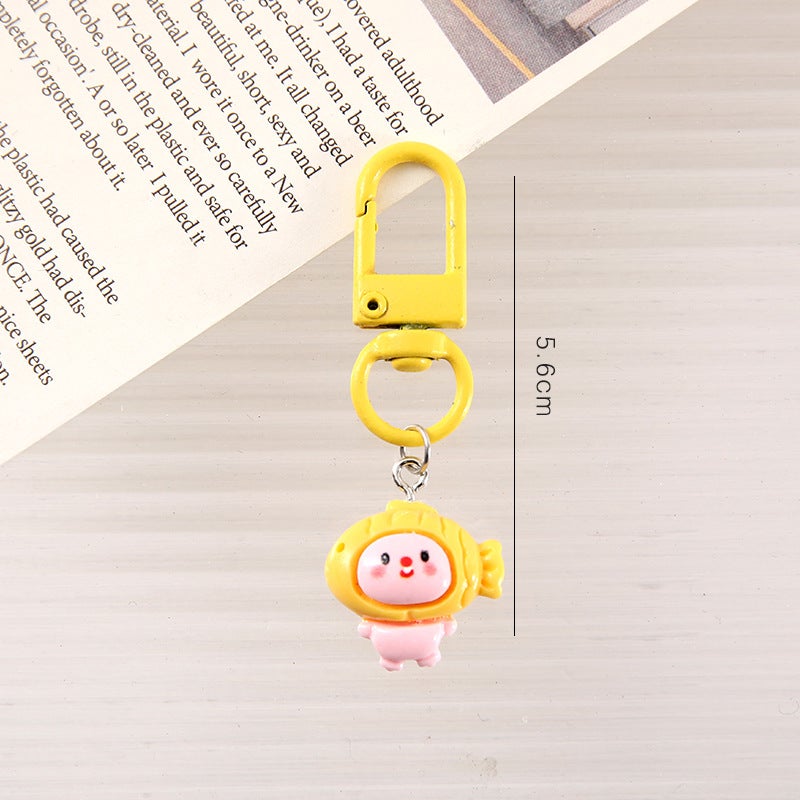 Cute Cartoon Keychain Bag Charm Accessory Gift Baby yellow fish 