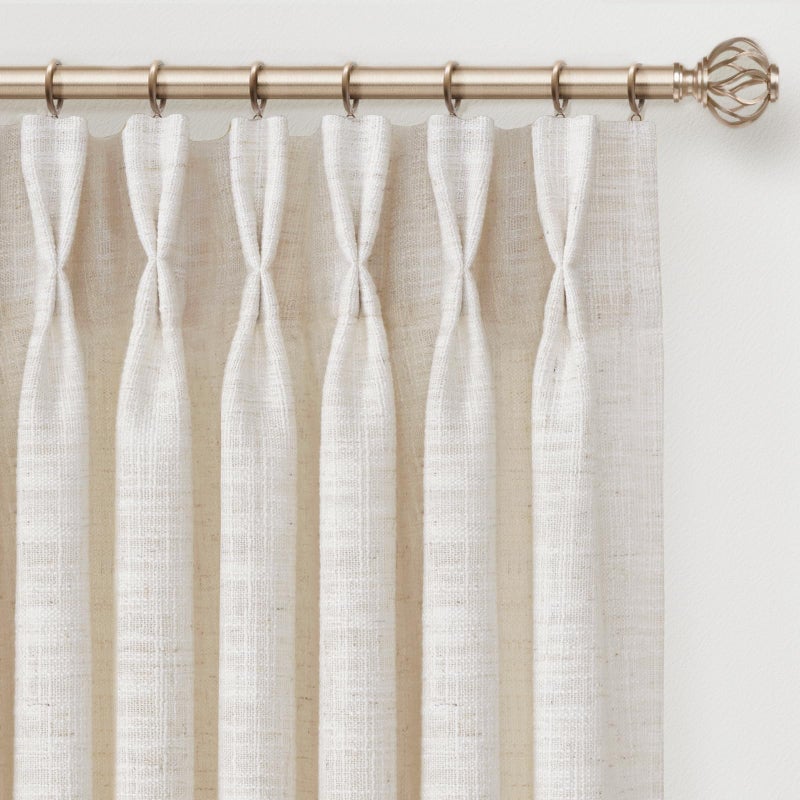 INOVADAY Memory Trained Pinch Pleated Curtains 90 Inches Long, Linen Curtains for Living Room, 2 Panel Set Pinch Pleated Drapes with Hooks, Light Filtering Window Treatment, 40" W x 90" L, Linen - Image 1