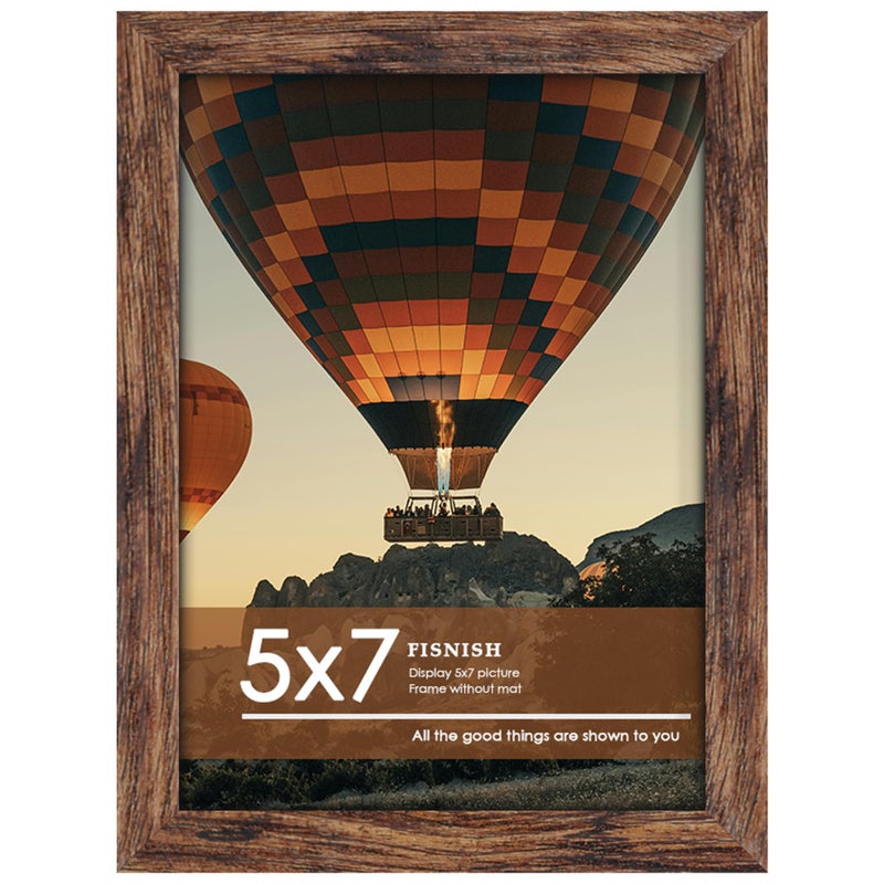 Fisnish 5x7 Picture Frame, for Tabletop Display, Horizontal or Vertical Wall Mounting, Brown - Image 1