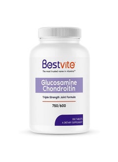 BESTVITE Glucosamine & Chondroitin Sulfate 750/600 Triple Strength (250 Tablets) - Joint Support - No Stearates - Gluten Free  - Image 1