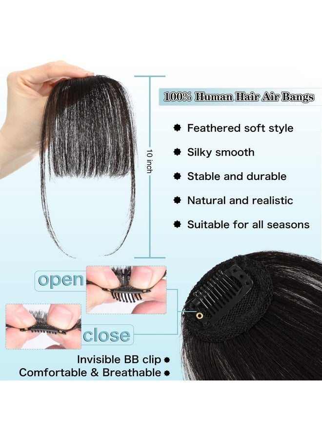 NAYOO Clip in Bangs - 100% Human Hair Wispy Bangs Clip in Hair Extensions, Brown Black Air Bangs Fringe with Temples Hairpieces for Women Curved Bangs for Daily Wear - Image 3