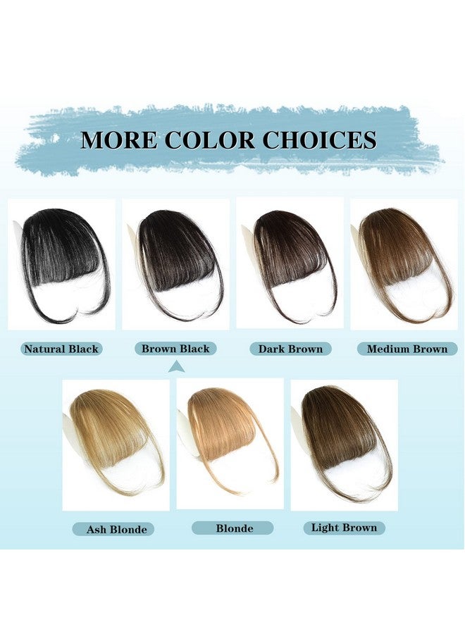 NAYOO Clip in Bangs - 100% Human Hair Wispy Bangs Clip in Hair Extensions, Brown Black Air Bangs Fringe with Temples Hairpieces for Women Curved Bangs for Daily Wear - Image 4