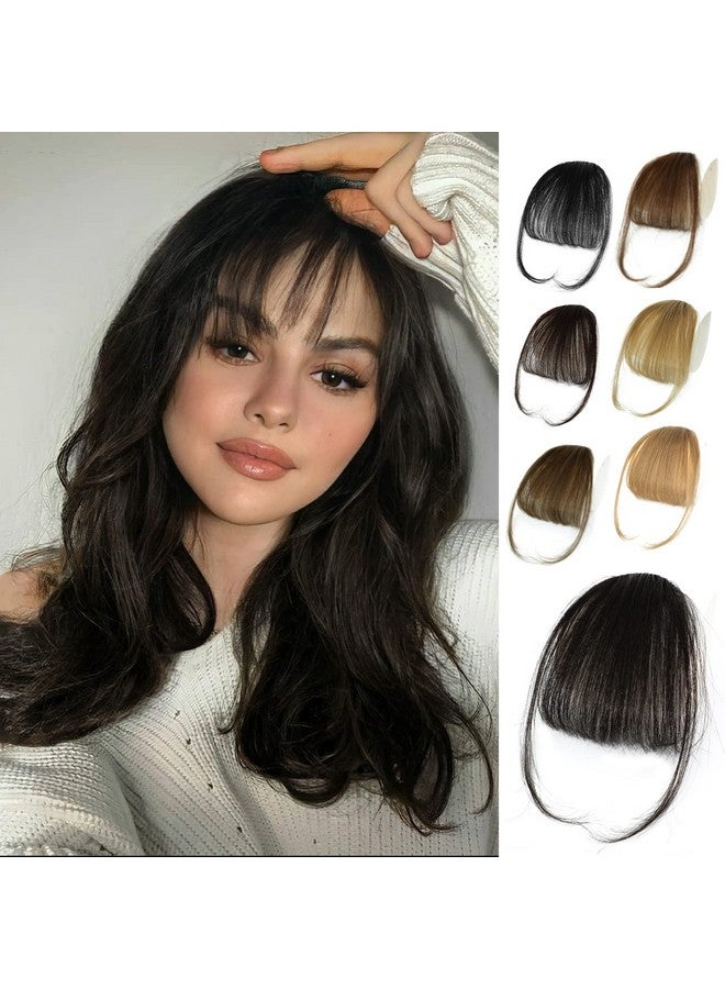 NAYOO Clip in Bangs - 100% Human Hair Wispy Bangs Clip in Hair Extensions, Brown Black Air Bangs Fringe with Temples Hairpieces for Women Curved Bangs for Daily Wear - Image 1