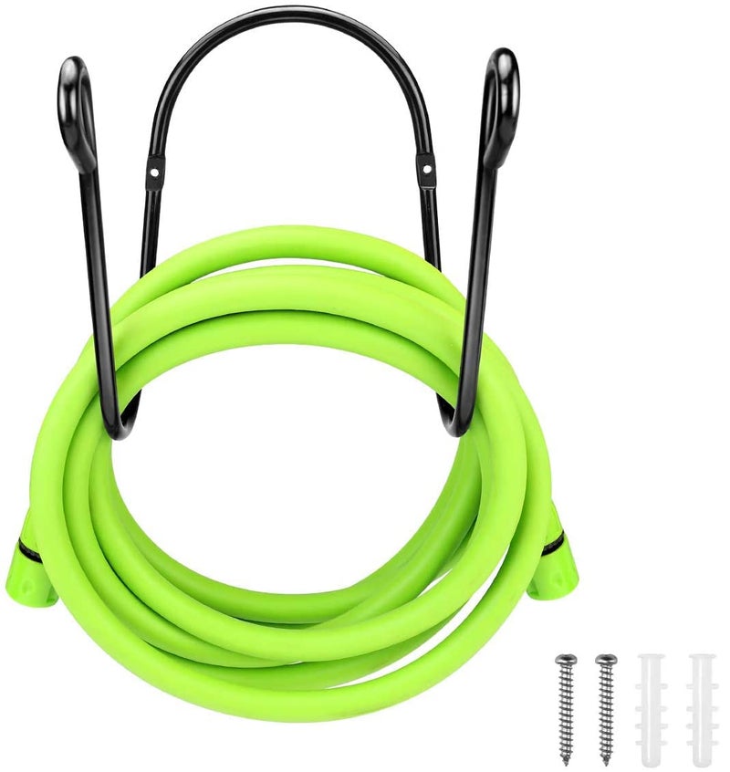 AMAZIO® Iron Water Hose Pipe Holder Hanger for Garden Hotel, Backyard and Outdoor Wall Mount Watering Hose Holder Holds Over 150ft – Black - Image 1