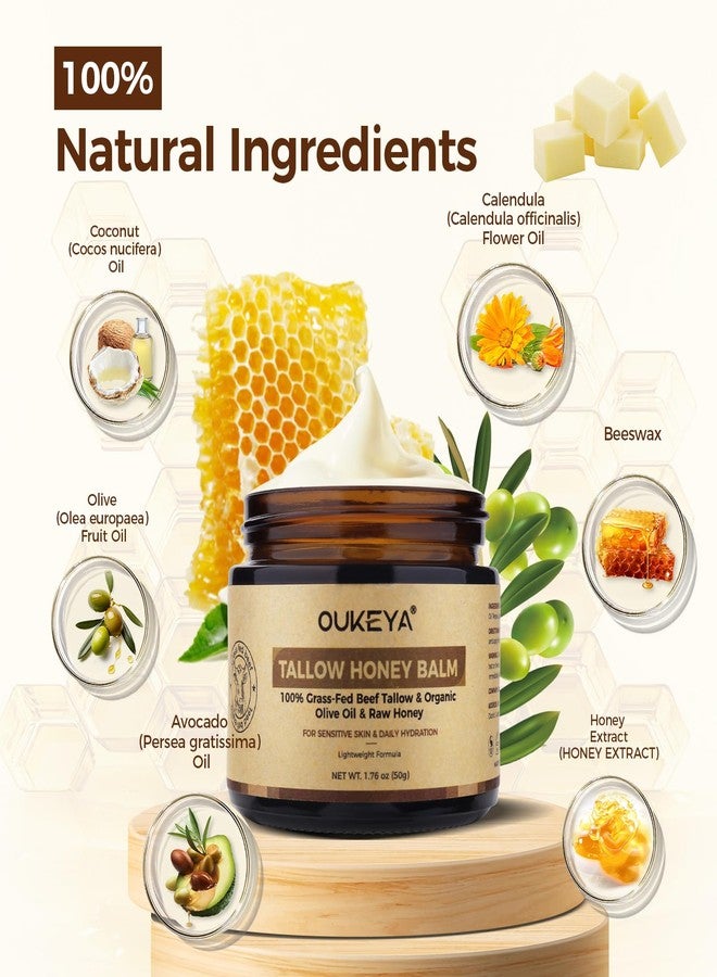 OUKEYA Beef Tallow for Face Nourishing Tallow & Honey Cream for Deep Hydration, Skin Firming & Softness 100% Natural Fed Cows for Sensitive Skin Care 50g 1.76oz - Image 5