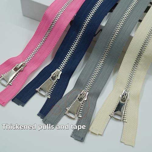 Wonesifee Metal Zippers 8pcs #5 Silver Separating Zippers Multicolor Y-Teeth Open end Heavy Duty zips for Sewing Clothing Parka Down Jacket Outerwear Coat Crafts DIY Purses Bags (8colors, 16inches) - Image 4