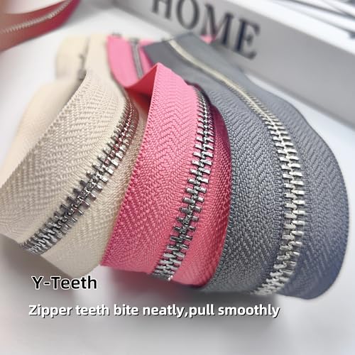 Wonesifee Metal Zippers 8pcs #5 Silver Separating Zippers Multicolor Y-Teeth Open end Heavy Duty zips for Sewing Clothing Parka Down Jacket Outerwear Coat Crafts DIY Purses Bags (8colors, 16inches) - Image 3