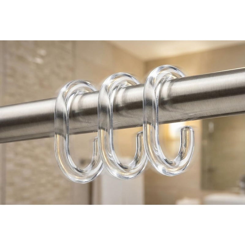 24 Pack Transparent Plastic Shower Curtain Hooks C Shape Rings for Bathroom - Image 2